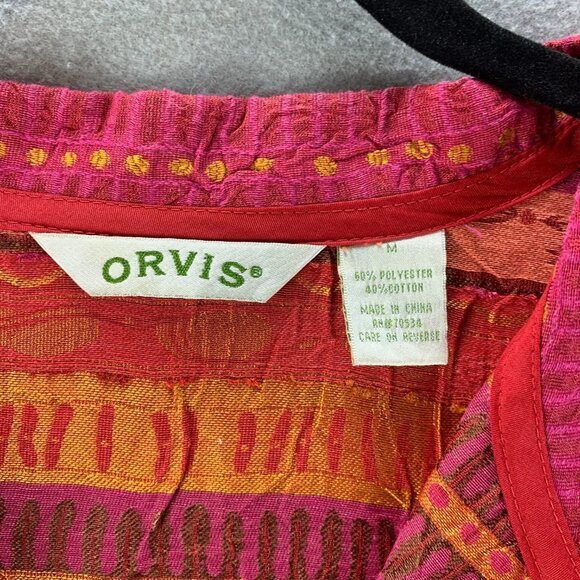 Orvis Womens Blazer Jacket Medium Red Orange Button Textured Polyester Casual - Picture 13 of 13